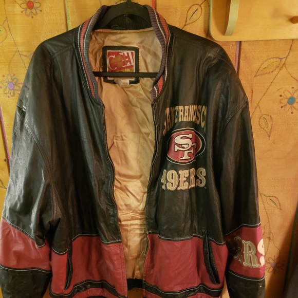 San Francisco 49ers leather jacket. Carl Banks version.Size XXL. Broken Zipper